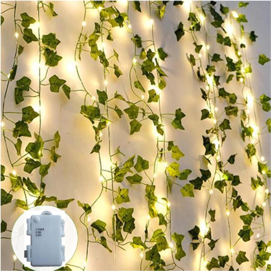 BOG Lichtsnoer Klimop Kunstmatige Klimopslinger Met 60 LED Lampen 6m Groen Op Batterijen Plantendecoratie Voor Bruiloft & Interieur
