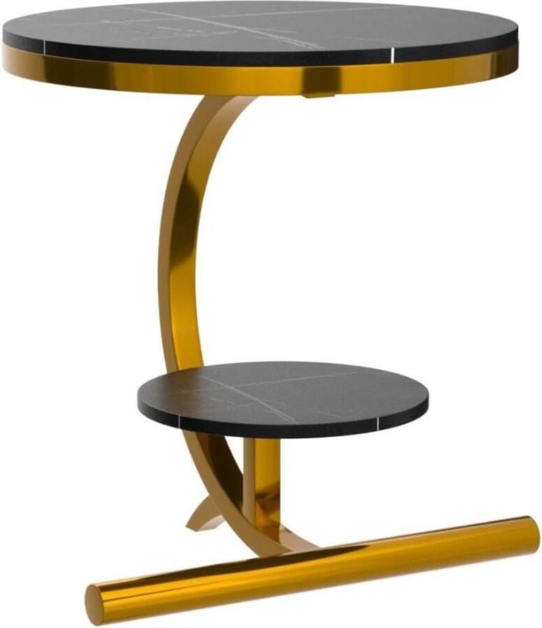 PEAM Luxe Ronde Marmeren Salontafel Met Gouden Accenten Stijlvolle Hoek- En Nachtkastje Voor Woonkamer Buiten En Binne