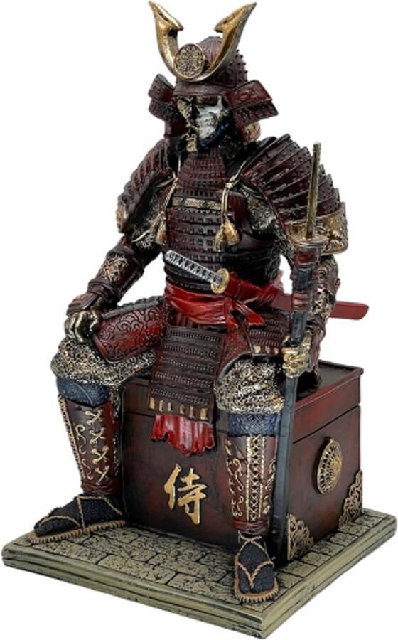 PEAM Middeleeuwse Ondode Samurai Beeldje Rood Gouden Hars Standbeeld Voor Woonkamer Bureau Of Veranda Decoratief Ornament Voor Thuis En Kantoor
