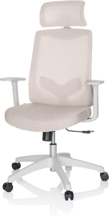 PEAM Mikeo W Ergonomische Bureaustoel Stof En Netstof Verstelbare Thuiswerkstoel Met Hoge Rugleuning Beige