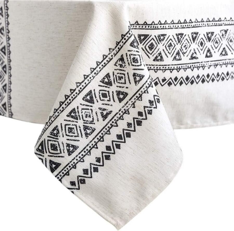 PEAM Modern en Minimalistisch Tafelkleed Linnen Stof Decoratief 55 x 84 cm Rechthoekig Bedrukt Patroon Geometrie Ontwerp Niet-Vervagen Wasbaar Stijlvol Tafelkleed voor Keuken Eetkamer