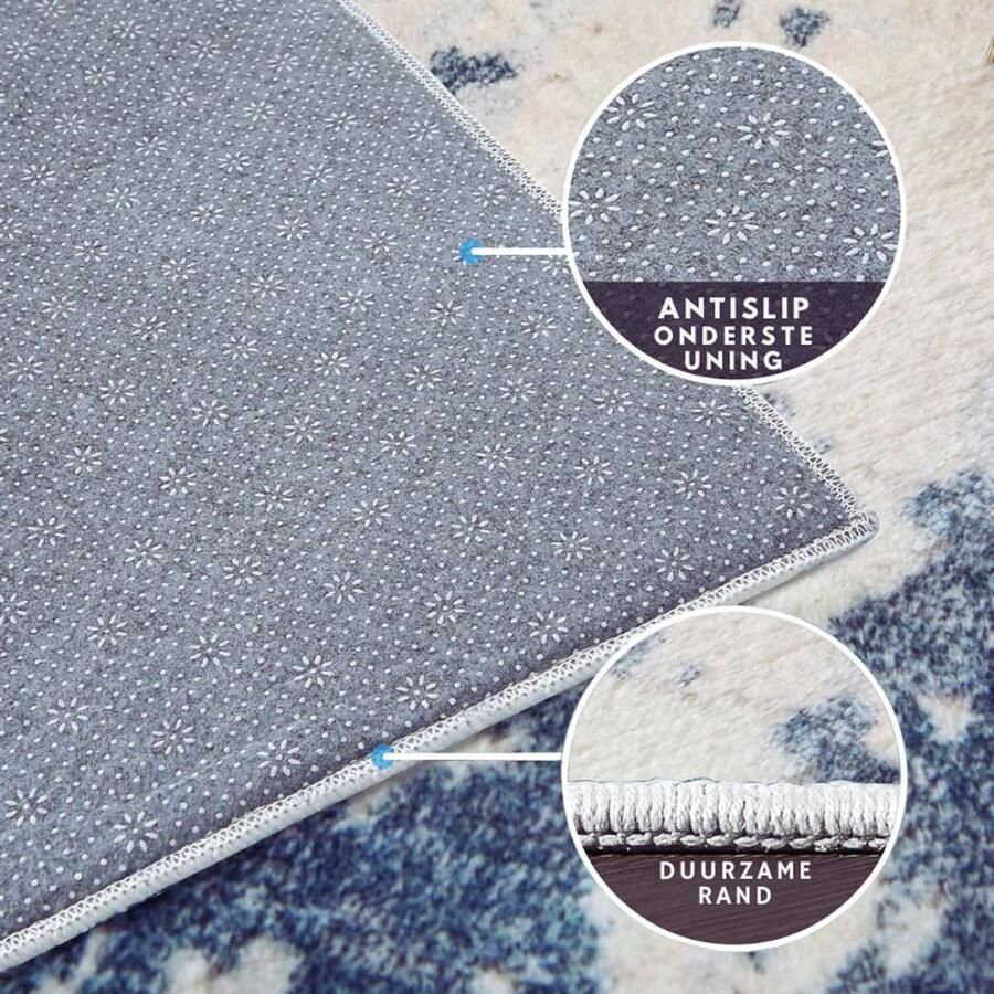 PEAM Modern Laagpolig Vloerkleed 160x200 Cm Zacht Antislip Tapijt Met Abstract Blauw Patroon Stijlvolle Woonkamer- En Slaapkamerdecoratie