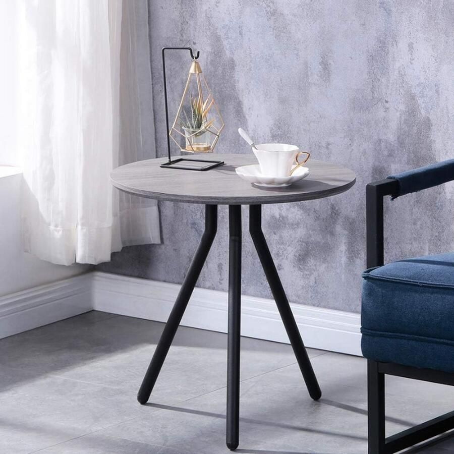 PEAM Moderne Houten Ronde Bijzettafel Met Luxe Banklamp Stijlvolle Thee- En Salontafel Voor Woonkamer En Thuiswerkplek