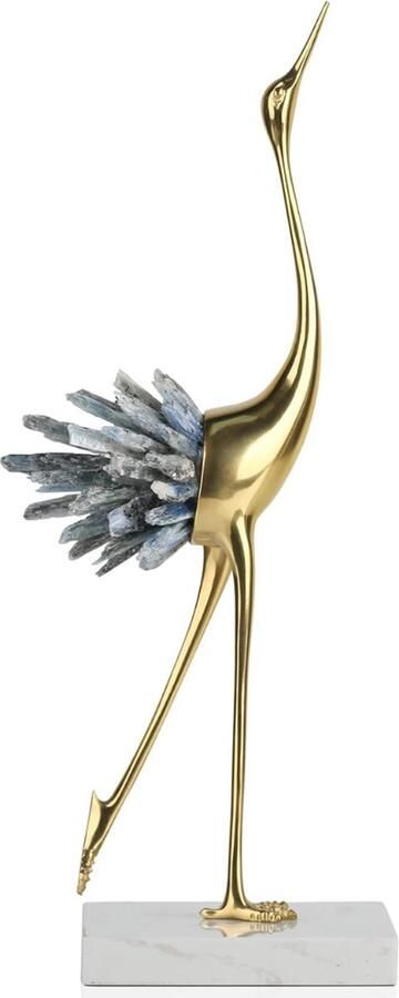 PEAM Moderne Luxe Gouden Kristal Koperen Kraan Erts Dier Vogel Standbeeld Woondecoratie Accessoires Voor Woonkamer TV Kast en Wijnkast (Blauwe A