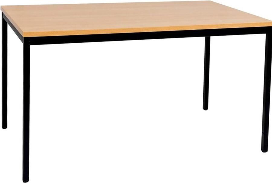 PEAM Multifunctionele Rechthoekige Tafel met Dikke Melamine Top Stalen Frame en Verstelbare Poten Ideaal als Bureau Vergadertafel Kantoortafel Werktafel of Eettafel Beuken 120 x 60 x 75 cm