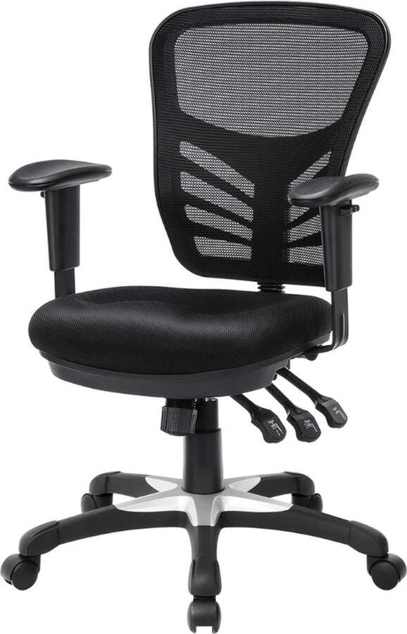 PEAM Obn52Bk Bureaustoel Ergonomische Draaistoel Bureaustoel Van Gaasmateriaal In Hoogte Verstelbare Rugleuning 3 Instelhendels Lendensteun En Verstelbare Armleuning Van Pu Kunststof