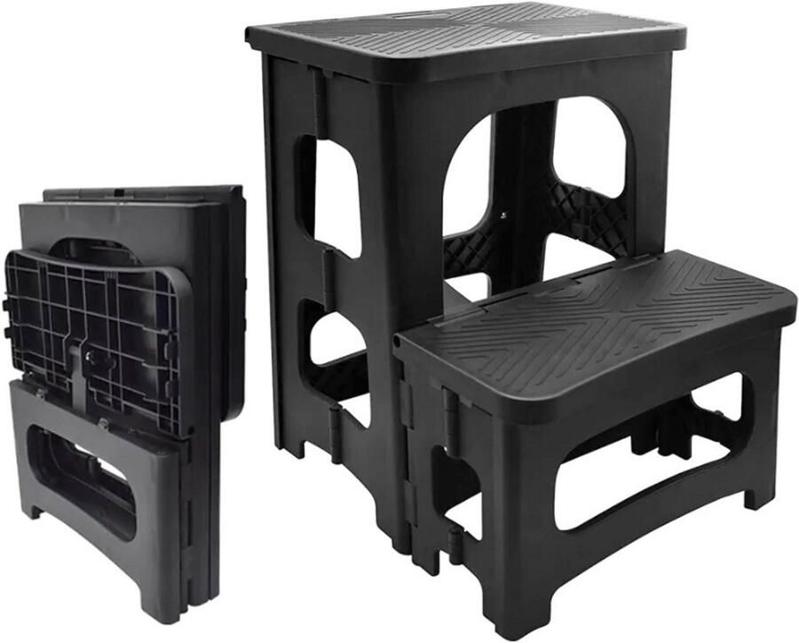 PEAM‎ Opstapkruk 2 Treden Kruk Draagbare Klapkruk Met Antislip Stavlak Draagvermogen Van 150 kg Opvouwbare Kruk Voor Kinderen En Volwassenen Voor Keuken Huis Kantoor