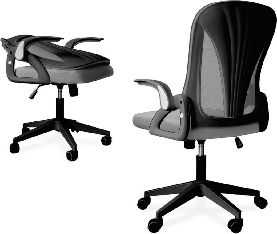 PEAM Opvouwbare Ergonomische Bureaustoel – Gaming & Thuiswerkstoel – Mesh Computerstoel Voor Volwassenen & Kinderen – Grijs Zwart