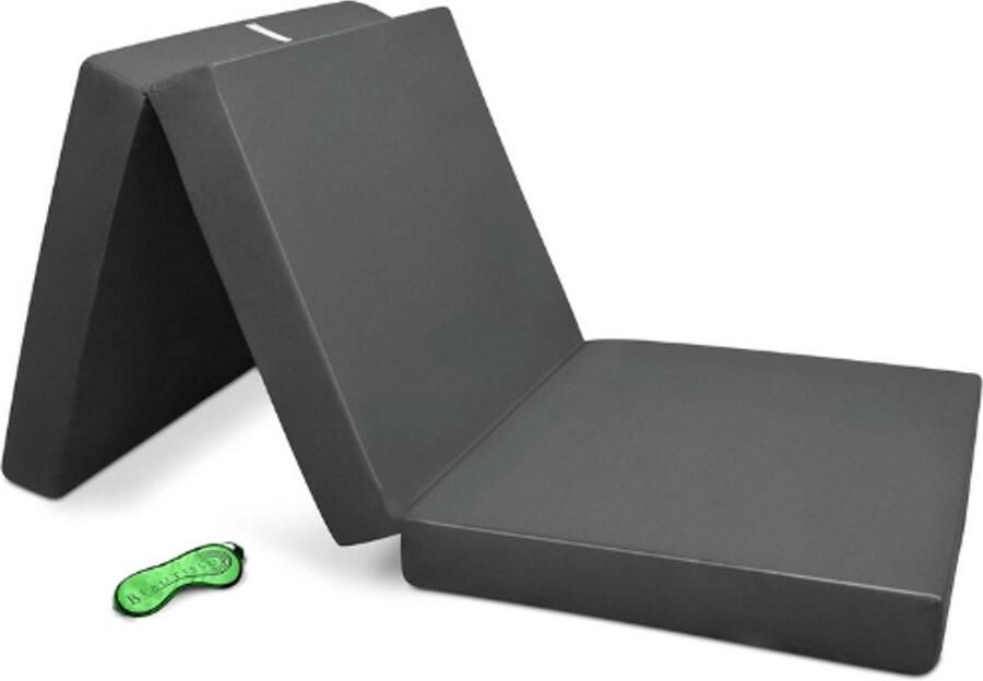PEAM Opvouwbare Matras 120x195 Cm Campix Reisbed Matras Vouwmatras & Gastenmatras Inklapbaar Zitblok Opvouwbaar Rechthoekig Antraciet