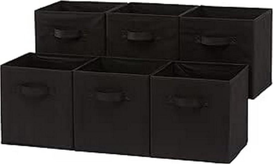PEAM Opvouwbare Opbergkubus Van Stof Met Handgrepen Organizer Voor Kast Of Plank 6 Stuks Zwart 26.6 X 26.6 X 27.9 Cm