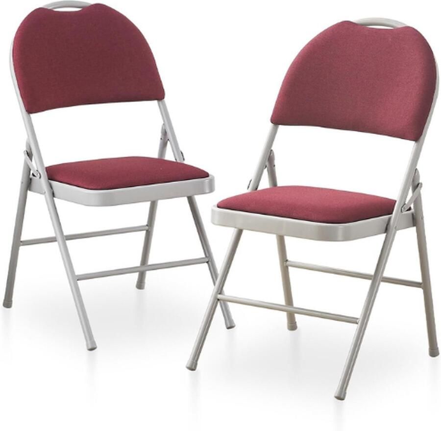 PEAM Opvouwbare stoel opvouwbare stoel set van 2 stoffen klapstoel voor thuis kantoor eetkamer draagbaar en compact metalen frame klapstoel hoge rug gewatteerde klapstoel binnen en buiten