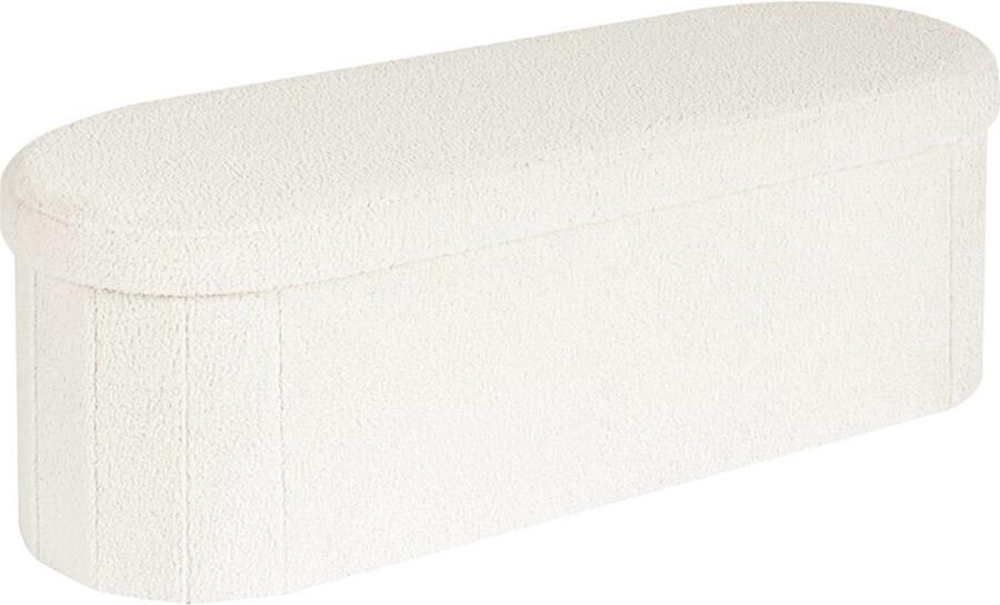 PEAM Opvouwbare Zitkruk Met Opbergruimte – Grote Gestoffeerde Zitbank Met Afneembaar Deksel Voor Slaapkamer Woonkamer En Meer – Wit