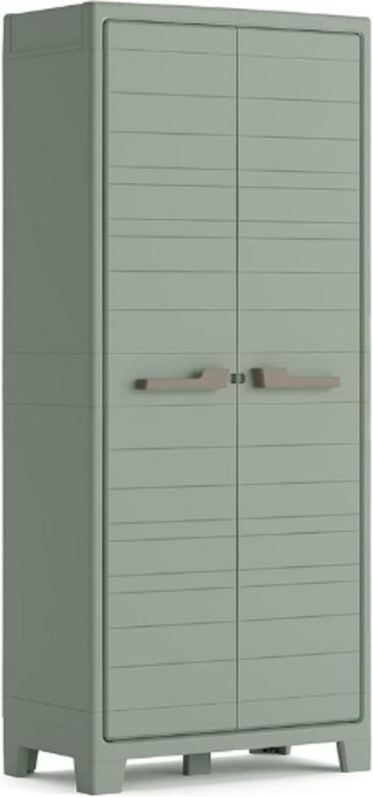 PEAM Buitenkast Met 8 Verstelbare Planken – 80x44x182 Cm – Waterdichte Kunststof Opbergkast Voor Tuin – Garage – Terras – Balkon – Hoog Model Met Deuren