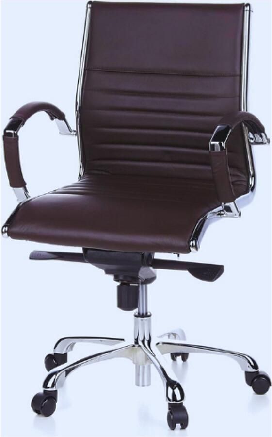 PEAM Parma 10 660522 Bureaustoel Leer Bruin Klassiek Design Hoogwaardige Afwerking Middelhoge Rugleuning Ergonomische Draaistoel XXL Directiestoel