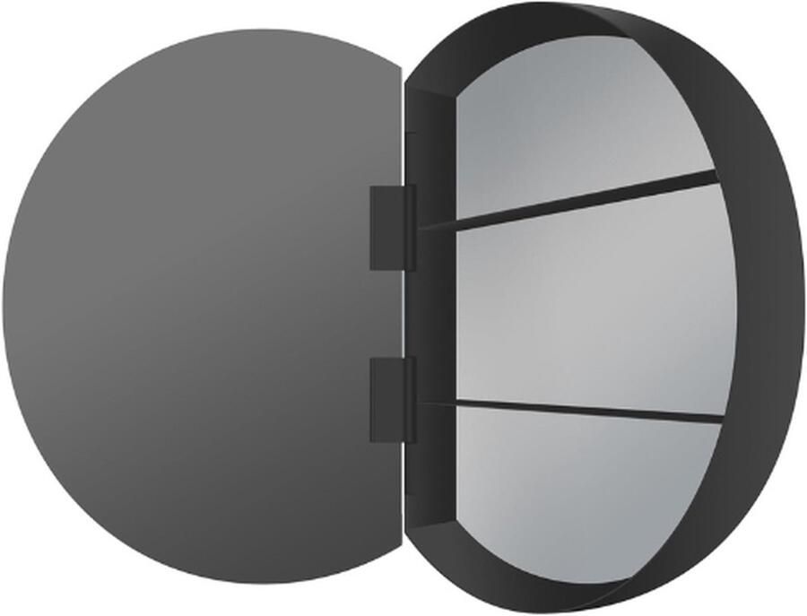 PEAM Picasso Stijl Spiegelkast Zwart Ø 60 Cm Hoogwaardige Aluminium Behuizing Modern Badkamermeubel Met Geïntegreerde Ledverlichting Badkamerspiegel Met Praktische Functies