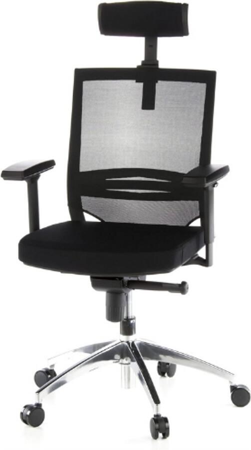 PEAM Porto Max 657240 Professionele Bureaustoel – Ergonomisch Verstelbare Hoofd- en Lendensteun Stof Net Zwart – Comfortabel en Duurzaam Voor Thuis en Kantoor