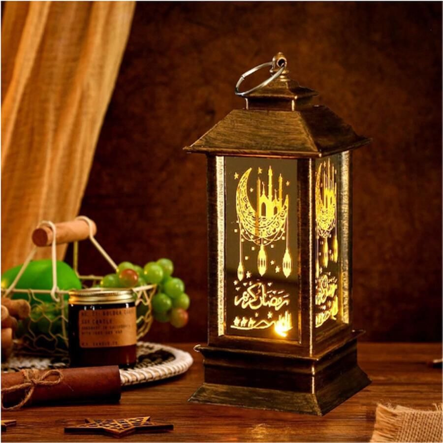 PEAM Ramadan Decoratieve Lantaarn Vintage Lantaarn Decoratie Ramadan Decoratieve Lamp Set Ramadan Kareem Decoratie Lantaarn Eid Mubarak Decoratie Maan Ster Lantaarn Lichtketting Voor Buiten Energieklasse B