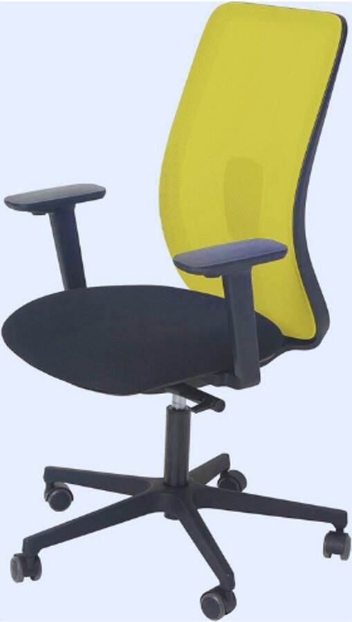 PEAM Real Work Ergonomische Bureaustoel van Ademend Mesh – Draaibaar Kantelbaar Verstelbare Armleuningen en Wielen Zwart + Geel Italiaans