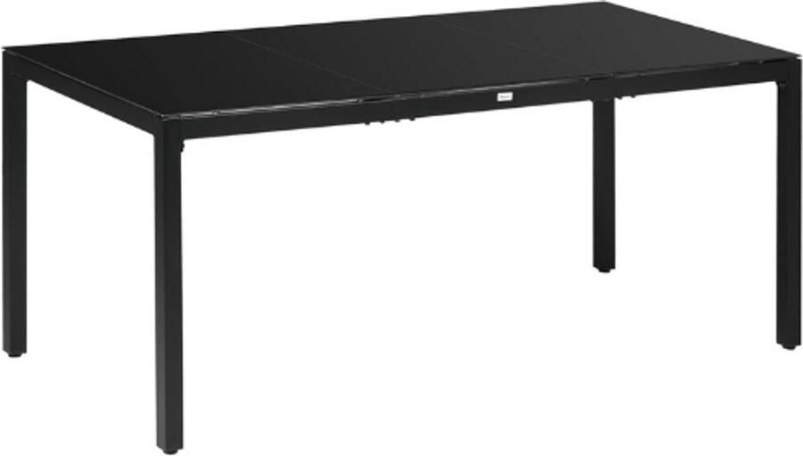 PEAM Rechthoekige Tuintafel Voor 8 Personen 180x80 Cm Buitentafel Met Gehard Glazen Tafelblad En Aluminium Frame Weerbestendige Eettafel Voor Tuin-Terras-Balkon Zwart