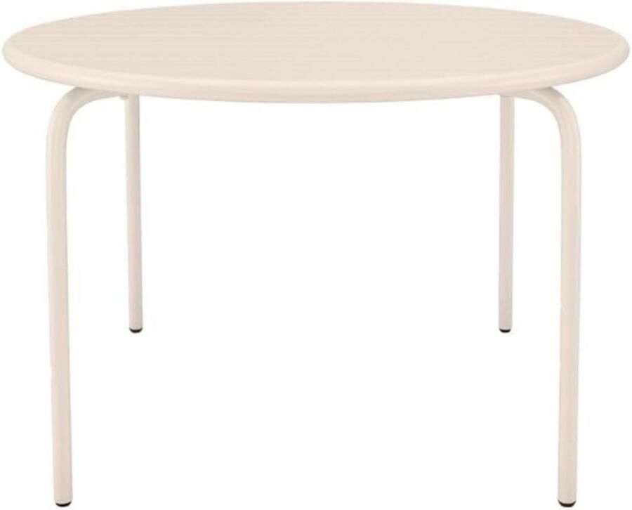 PEAM Ronde Tuintafel – Ø110 cm – Metaal – Beige – Weerbestendige Terrastafel – Elegante Buitentafel Voor Tuin En Balkon