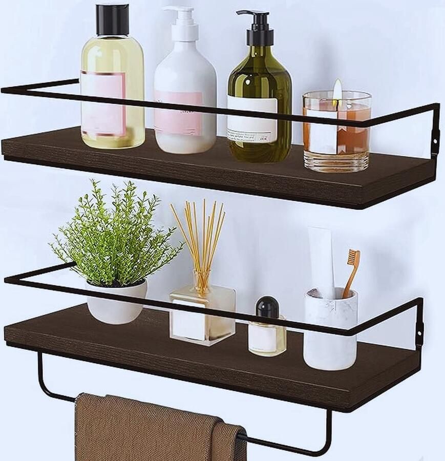 PEAM Rustieke Zwevende Planken Set Van 2 Wandmontage- 18 Kg Capaciteit- Voor Slaapkamer- Keuken- Badkamer En Thuiswerkruimte