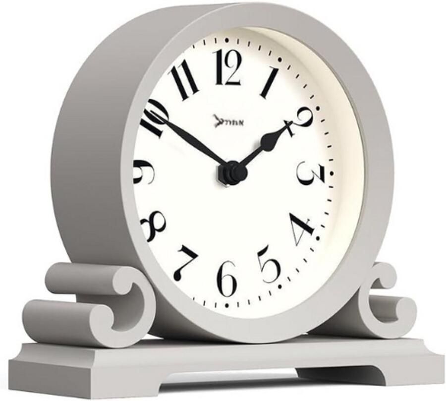 PEAM‎ ‎ Saloon Mantelklok Traditioneel Dubbele Scroll Ontwerp Grijs Klassieke Hedendaagse Stijl Decoratieve Klok Voor Bureau Tafel Plank Nachtkastje