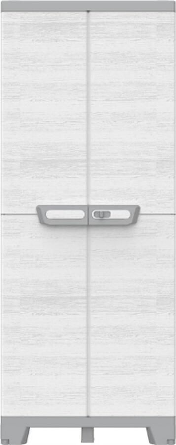 PEAM Sequoia 2680 Kast Met 2 Deuren Houtlook Opbergkast Voor Buiten-Binnen 3 Verstelbare Legplanken Waterbestendig Kunststof 68x39x172 Cm