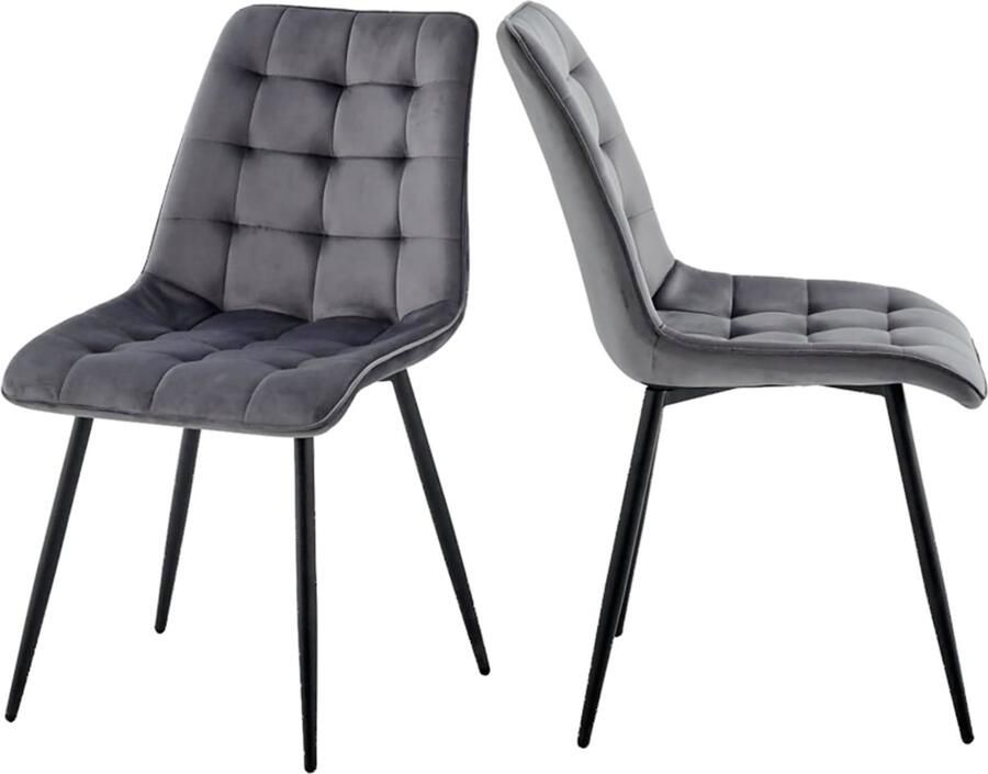 PEAM Set Van 2 Fluwelen Eetkamerstoelen Luxe Keukenstoelen Met Metalen Poten Lichtgrijs Comfort En Stijl Voor Woonkamer En Eetkame