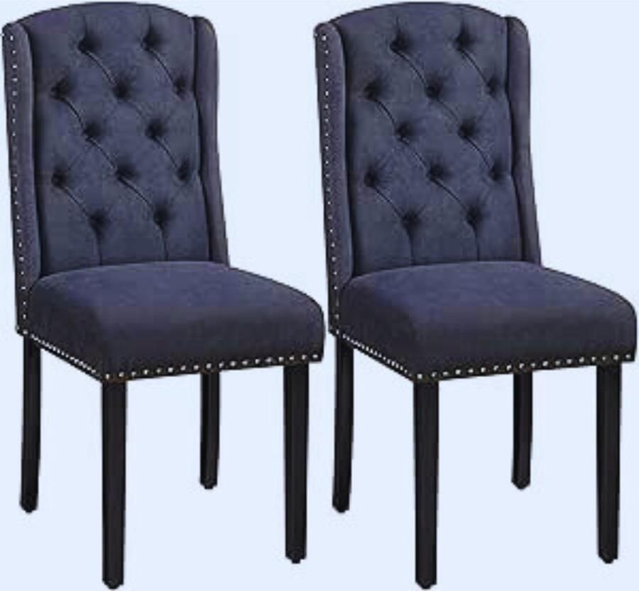 PEAM Set Van 2 Grijze Keukenstoelen Met Vleugelrugleuning – Gestoffeerd En Belastbaar Tot 140 Kg Voor Eetkamer- Keuken En Woonkamer