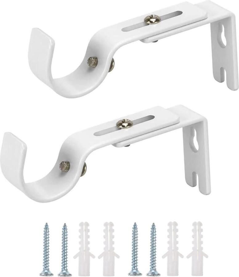 PEAM Set Van 2 Verstelbare Gordijnroedehouders Metalen Wandhouder Voor Gordijnroede Met Schroeven Geschikt Voor Slaapkamer Kledingkast En Kast