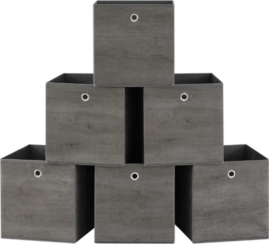 PEAM Set Van 6 Opbergkubussen 33x33x33 cm Met Handvat Opvouwbare Stoffen Opbergdozen Ideaal Voor Kleding & Organisatie Grijs