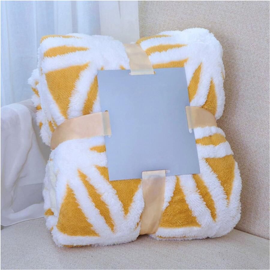 PEAM Sherpa Fleece Deken Fuzzy Zachte Gooi Deken Dubbelzijdige Deken voor Bank Slaapbank – Geel 130 x 160 cm – Super Zacht en Warm