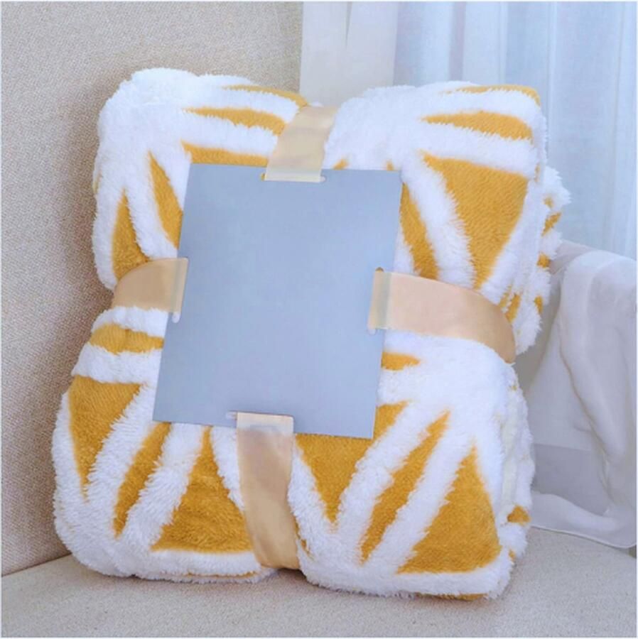 PEAM Sherpa Fleece Deken Fuzzy Zachte Gooi Deken Dubbelzijdige Deken voor Bank Slaapbank – Geel 150 x 205 cm – Super Zacht en Warm