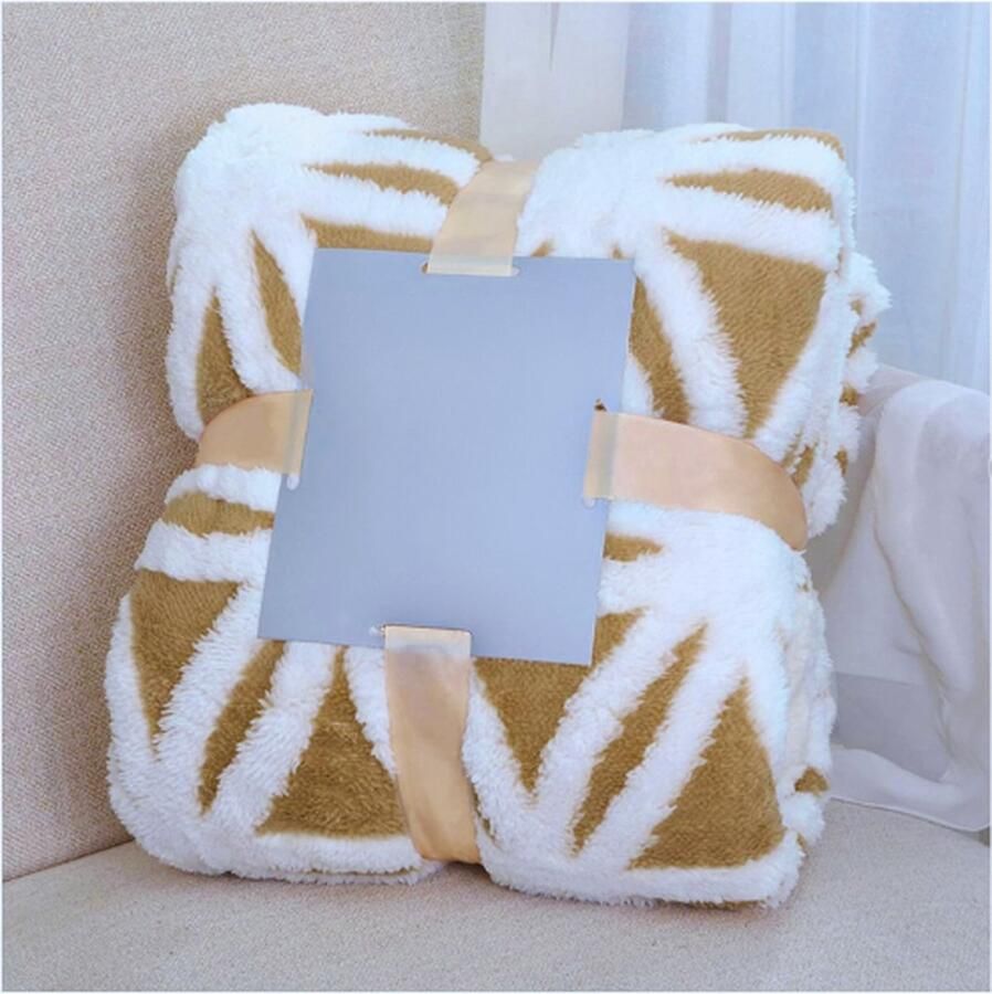PEAM Sherpa Fleece Deken Fuzzy Zachte Gooi Deken Dubbelzijdige Deken voor Bank Slaapbank Khaki 150x205 cm