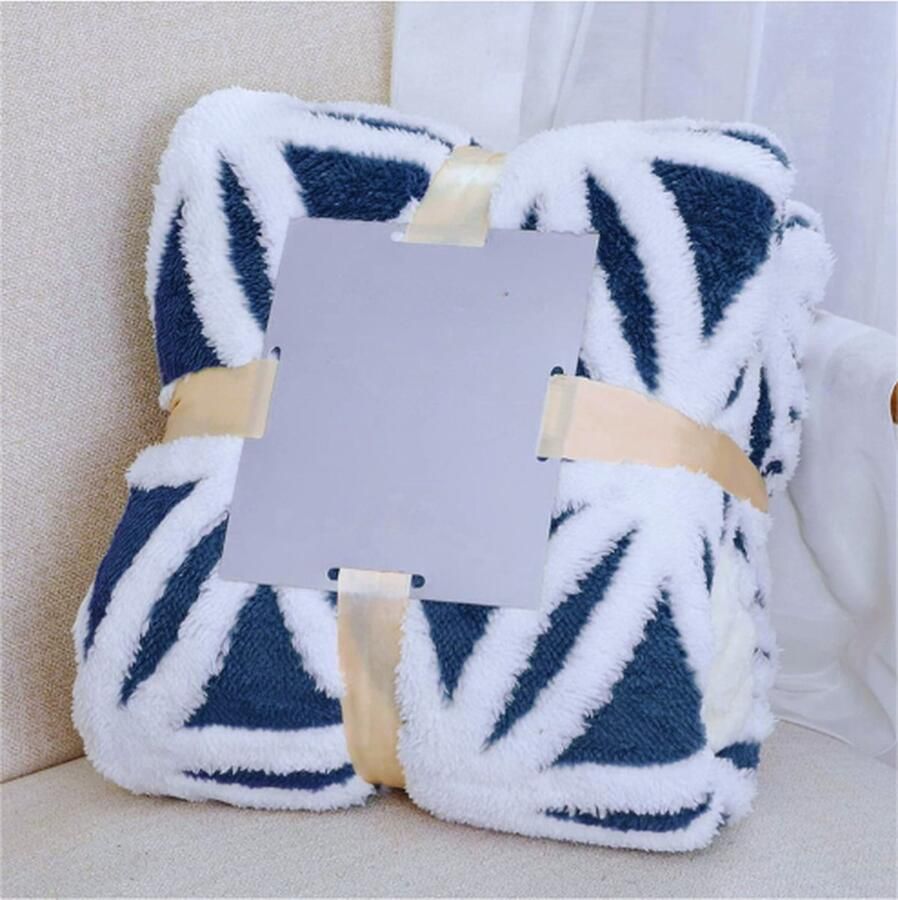 PEAM Sherpa Fleece Deken Fuzzy Zachte Gooi Deken Dubbelzijdige Deken voor Bank Slaapbank Navy 230x230 cm