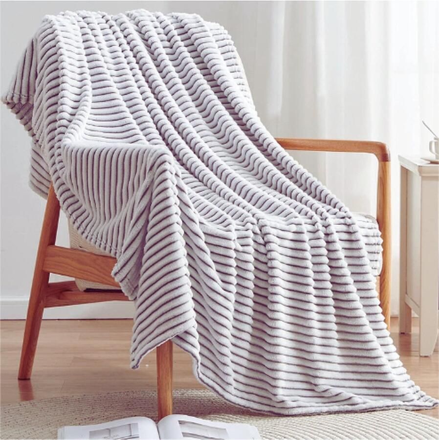 PEAM Sherpa Fleece Deken Zachte Pluche Warme en Knusse Plaid Enkellaags 3D Aanrakingsgevoel Perfect voor Bed Bank en Zitbank Grijs Ca. 130 x 150 cm