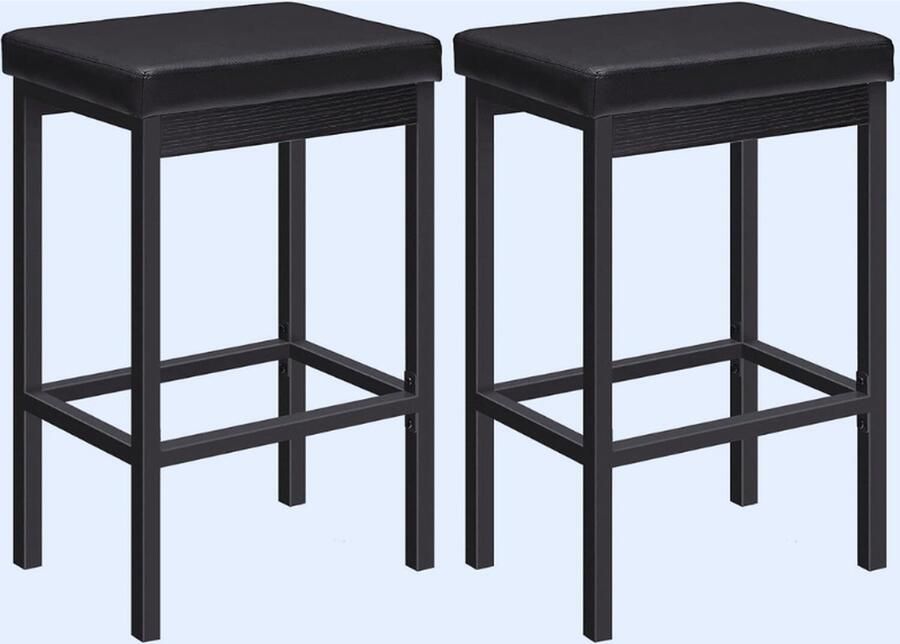 PEAM Stijlvolle Barkruk Set Van 2 Zwarte Keukenstoelen Met Comfortabele Zitting (63 Cm) Voor Keuken- Restaurant En Cafetaria Eenvoudige Montage