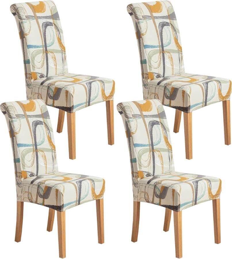 PEAM Stoelhoezen 4 of 6 Stuks Stretchstof Verwijderbaar en Wasbaar Korte Eetkamerstoel Beschermer Geschikt Voor Hotel Eetkamer en Ceremonie Zijdezacht 4 Stuks