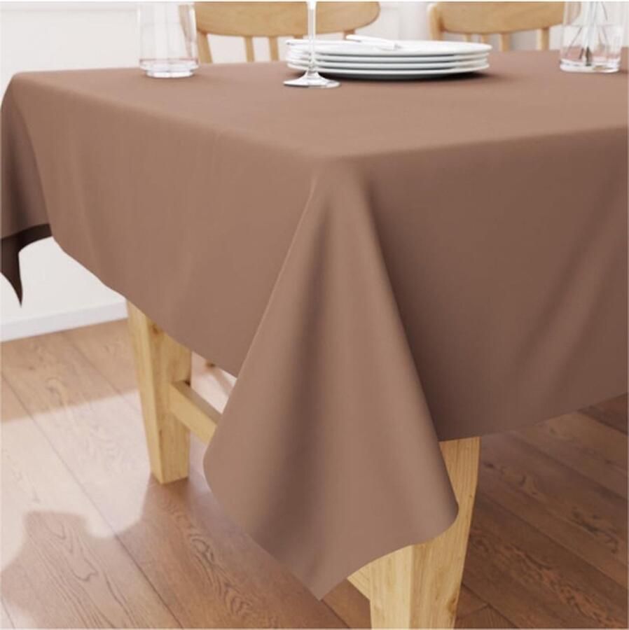 PEAM Tafelkleed Rechthoek Tafelkleed Katoen Oxford voor 6 tot 8 Zits Grote Eettafel Rimpelvrij Wasbare Tafelhoes voor Keukendiner (142 x 230 cm Tan)