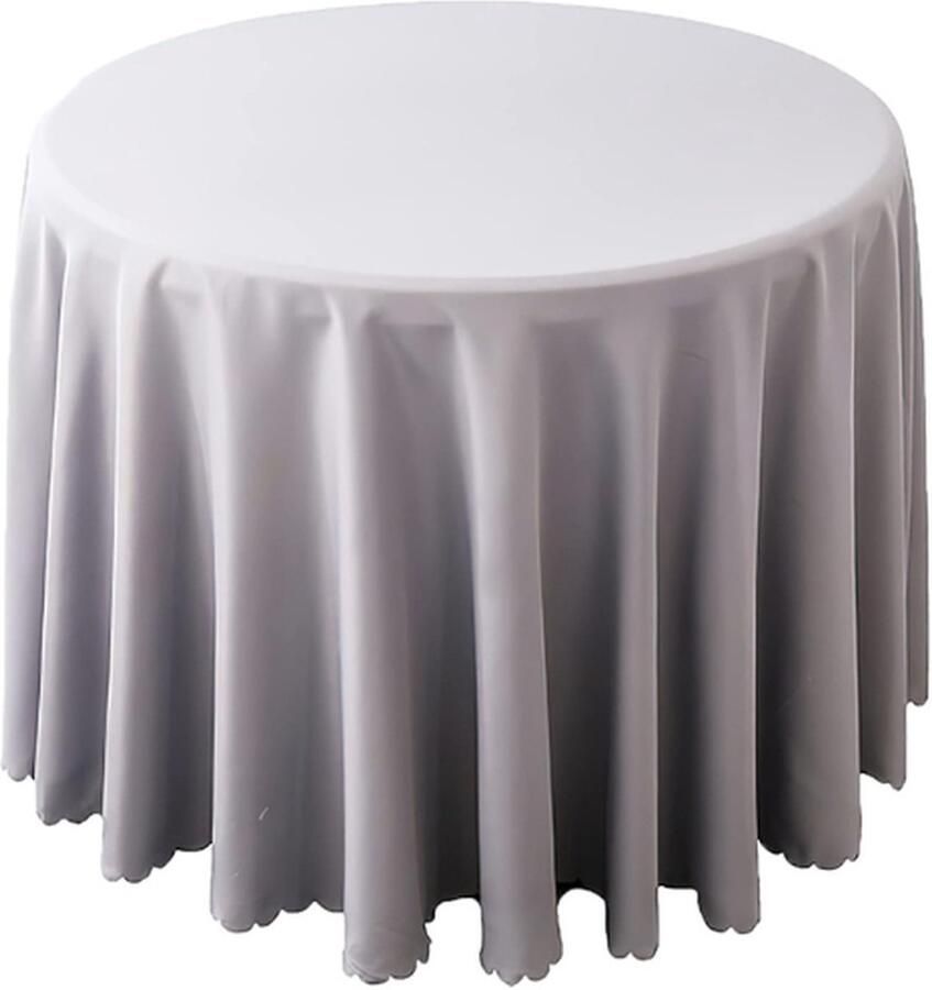 PEAM Tafelkleed Satijn Effen Kleur Polyester Keuken Eetkamer Tafelkleed Voor Kerst Bruiloft Tafel Cover Hotel Banket Verjaardagsfeestje Tuin Home Decor Grijs 180cm Rond