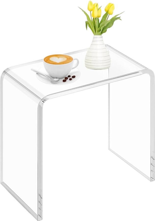 PEAM Transparante Acryl Bijzettafel 40x28x40 Cm Modern Nachttafeltje En Douchekruk Stijlvolle Badkruk Voor Woonkamer En Slaapkamer