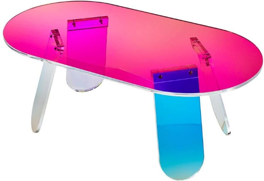 PEAM Transparante Acryl Salontafel 95x50x35 Cm Moderne Bijzettafel Met Opslag Stevig En Stijlvol Voor Woonkamer Slaapkamer En Café