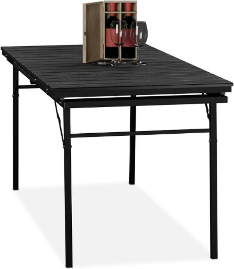 PEAM Tuintafel Inklapbaar – Uitschuifbaar Van 166 Naar 215 cm – 8 Personen – Eettafel Voor Tuin – Kunststof en Staal – Zwart