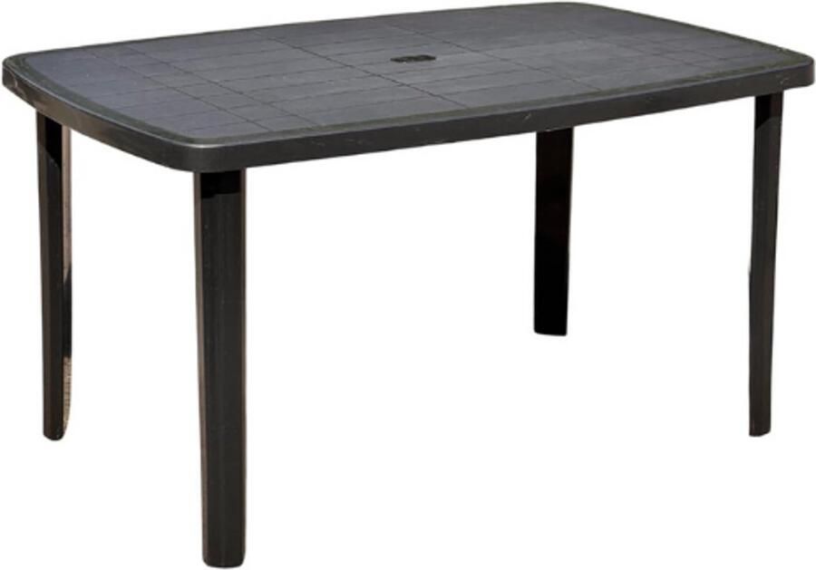 PEAM Tuintafel Rechthoekig 138x87x72 Cm Kunststof Afneembare Poten Antraciet Buitentafel Terrastafel Balkon Tafel Tuinmeubilair