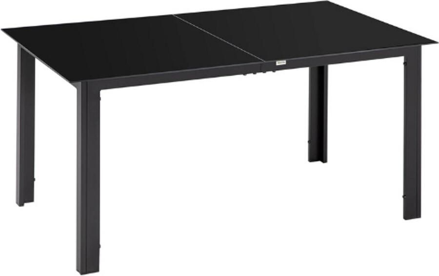PEAM Tuintafel Rechthoekig – Aluminium Met Gehard Glas – 150x90x74 cm – Zwarte Eettafel Voor Buiten – Voor 6 Personen – Weerbestendige Terrastafel