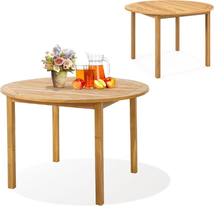 PEAM Tuintafel Van Acaciahout Ronde Eettafel Ø 110 Cm Voor 4 Personen Weerbestendige Houten Tafel Terrastafel Voor Binnenplaats Terras Gazon