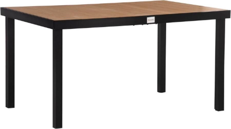 PEAM Tuintafel Voor 6 Personen 140x90x74 cm Aluminium En Kunststof Eettafel Onderhoudsvriendelijk Tuinmeubel In Naturel En Zwart