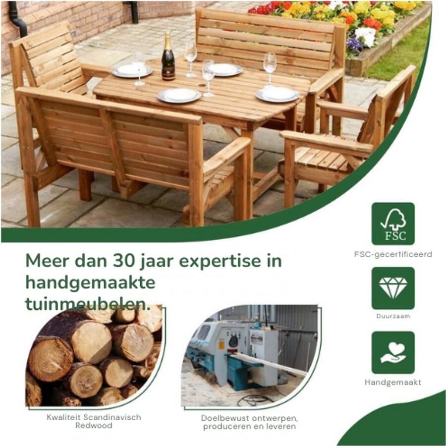 PEAM Tuintafel Voor 6 Personen Scandinavisch Redwood Weerbestendig Buiten Tafel Voorgemonteerd Houten Eettafel Voor Tuin Terras Balkon