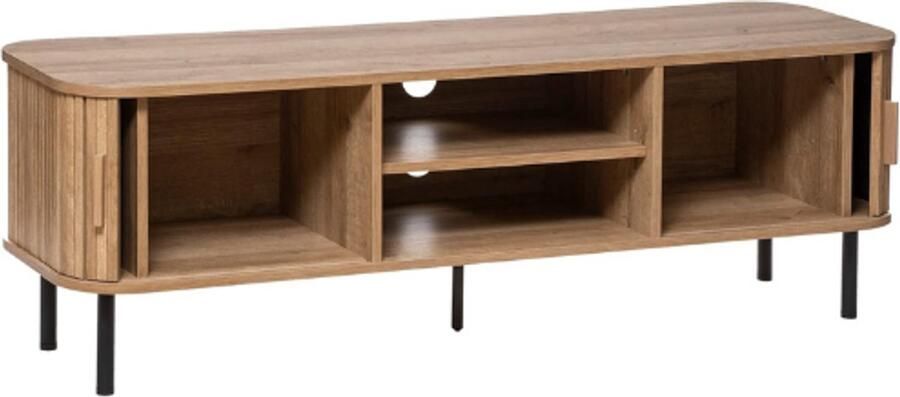 PEAM TV-Kast Colva 2 Schuifdeuren MDF Natuur en Zwart Stijlvol TV-Meubel 184924 90 cm