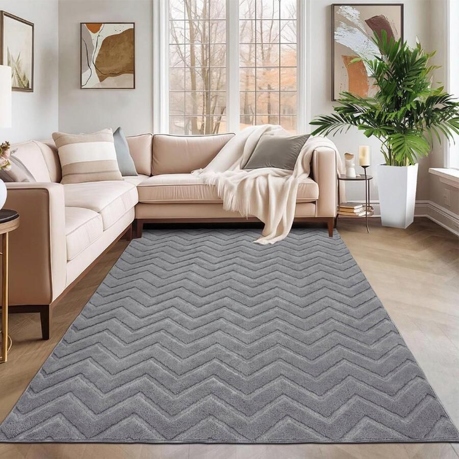 PEAM Ultrazacht Vloerkleed Modern Tapijt Voor Woonkamer Groot Tapijt 160 X 230 Cm Grijs Wasbaar Antislip Tapijt Perfect Voor Slaapkamer Keuken En Kinderkamer